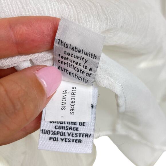 Diane Von Furstenberg Sheer Silk Long Sleeve Tie Up Keyhole Neck Blouse - Picture 12 of 14